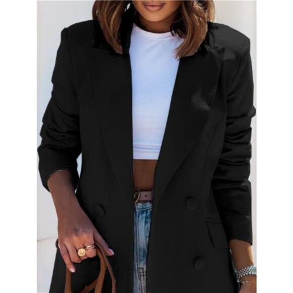 Double-Breasted Long Sleeve Blazer - Picture 6 of 15